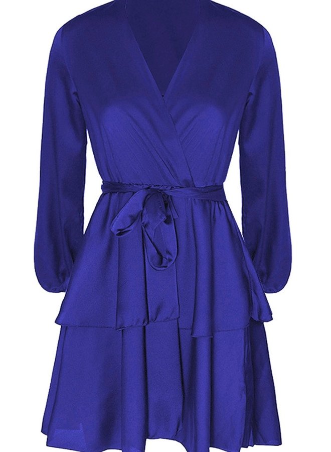 Kylie Satijnen jurk blauw