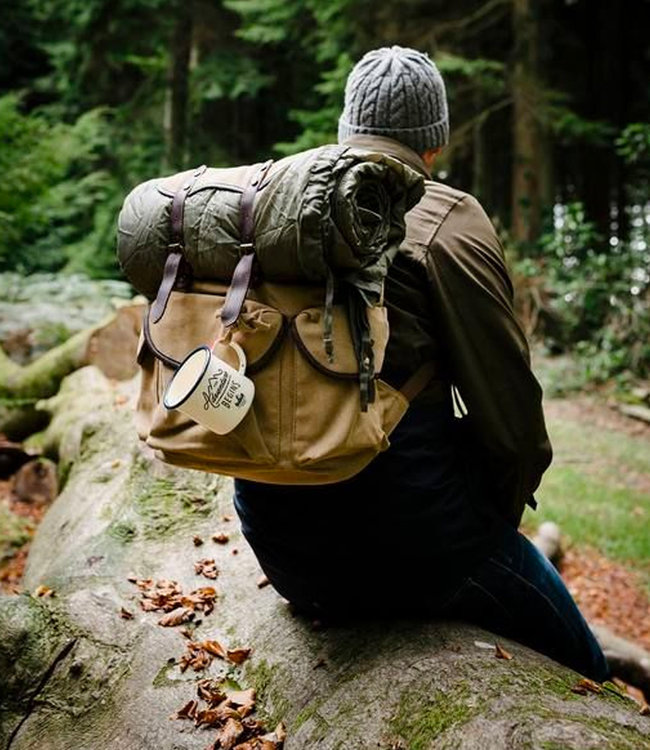 Gentlemen's Hardware Enamel Mug - 'The Adventure Begins' | Beige