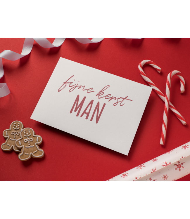 Eenmannenkado Kerstkaart 'Fijne Kerst Man' - wit