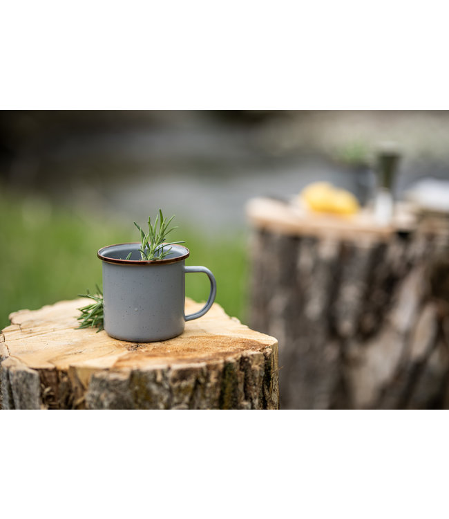 Barebones Enamel Cup/Beker - Stone grey - Set van 2