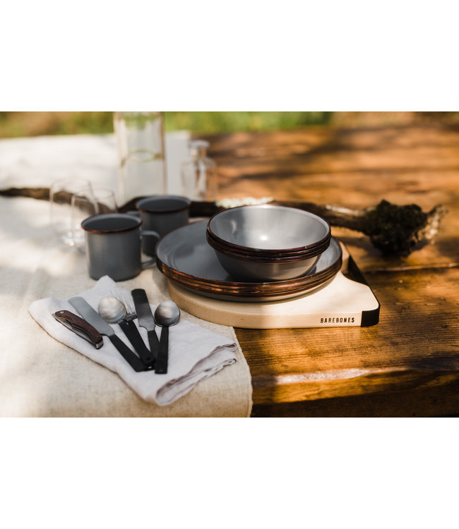 Barebones Enamel Bowl/Kom - Stone grey  17cm - Set van 2