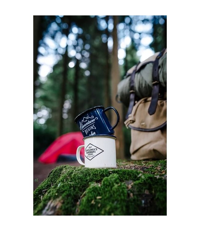 Gentlemen's Hardware Enamel Mug - 'The Adventure Begins' | Blauw