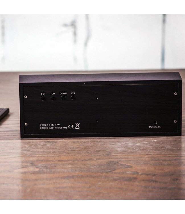 Gingko Message Click Clock hout - zwart