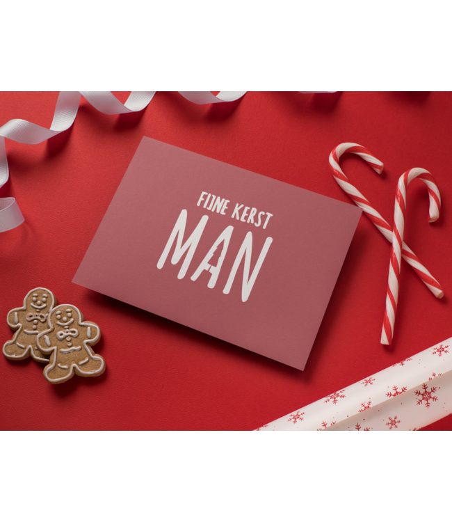 Eenmannenkado 8x Kerstkaarten 'Fijne Kerst Man' - Rood