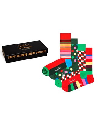 Eenmannenkado 4-pack Classic Happy Holidays sokken cadeauset