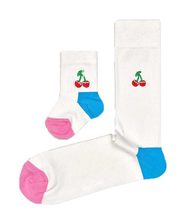 Happy Socks Zo Vader Zo Zoon/Dochter sokken White Cherry