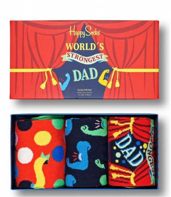 Happy Socks World's Strongest Dad sokken gift pack | maat 41-46