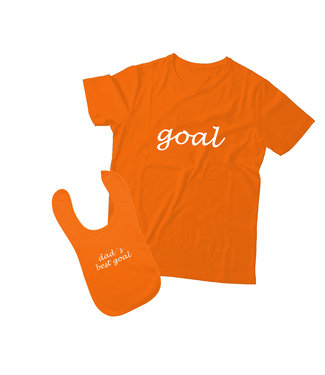 Eenmannenkado Matching shirt/slabbetje Oranje Vader & Kind | WK Goal