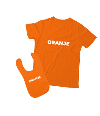 Eenmannenkado Matching shirt/slabbetje Vader & Kind | Oranje