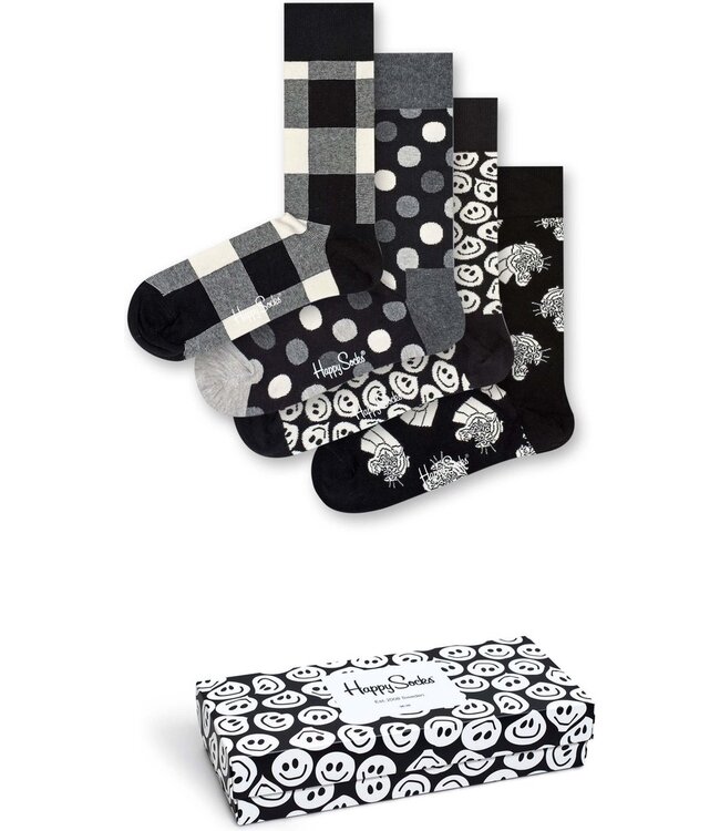 Happy Socks Black & White giftbox sokken