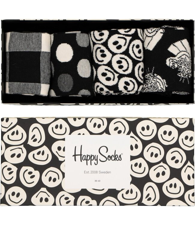 Happy Socks Black & White giftbox sokken | maat 41-46