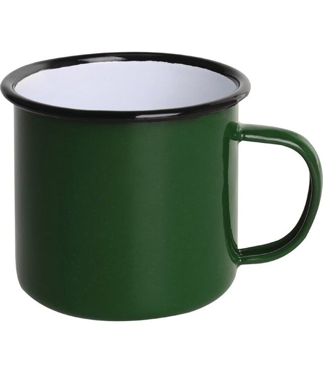 Eenmannenkado Stoere mok emaille groen - set van 2
