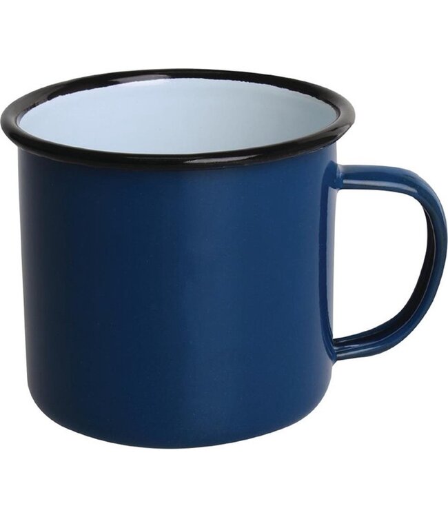 Eenmannenkado Stoere mok emaille blauw - set van 2