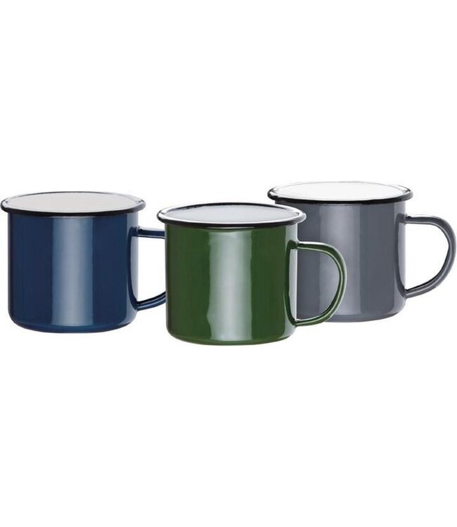 Eenmannenkado Stoere mok emaille blauw - set van 2