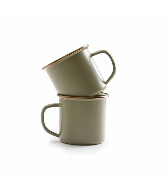 Barebones Enamel Cup/Beker - Olive - Set van 2