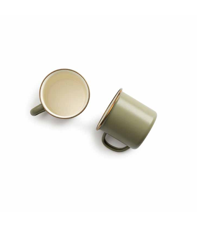Barebones Enamel Cup/Beker - Olive - Set van 2