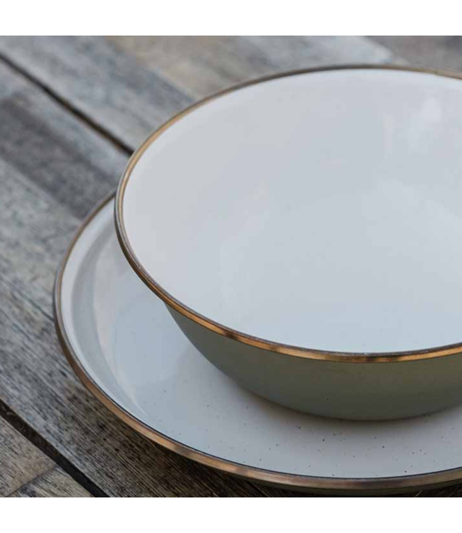 Barebones Enamel ontbijtbord, 20cm - Olive - Set van 2