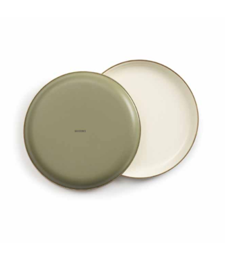 Barebones Enamel Plate/Bord, 30 cm - Olive - Set van 2