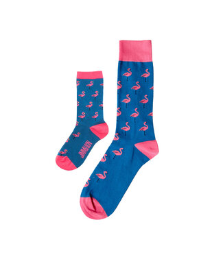 Eenmannenkado Zo Vader Zo Zoon/Dochter sokken Flamingo