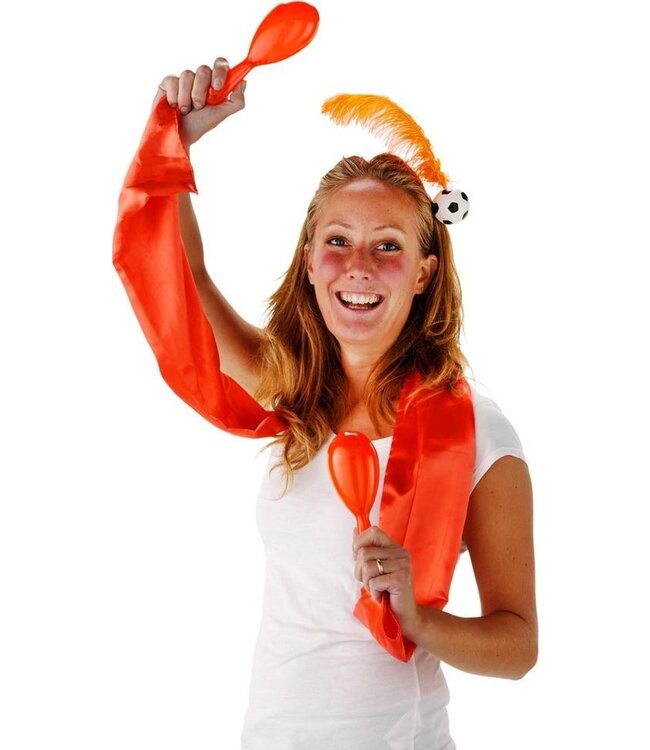 Folat Oranje tiara met veer & voetbal