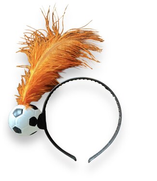 Folat Oranje tiara met veer & voetbal