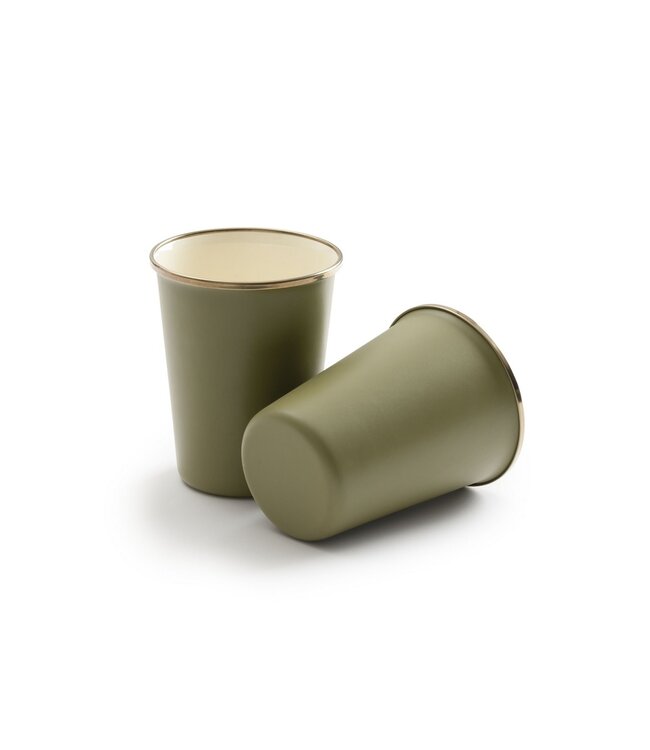 Barebones Enamel Mok - Olive - Set van 2