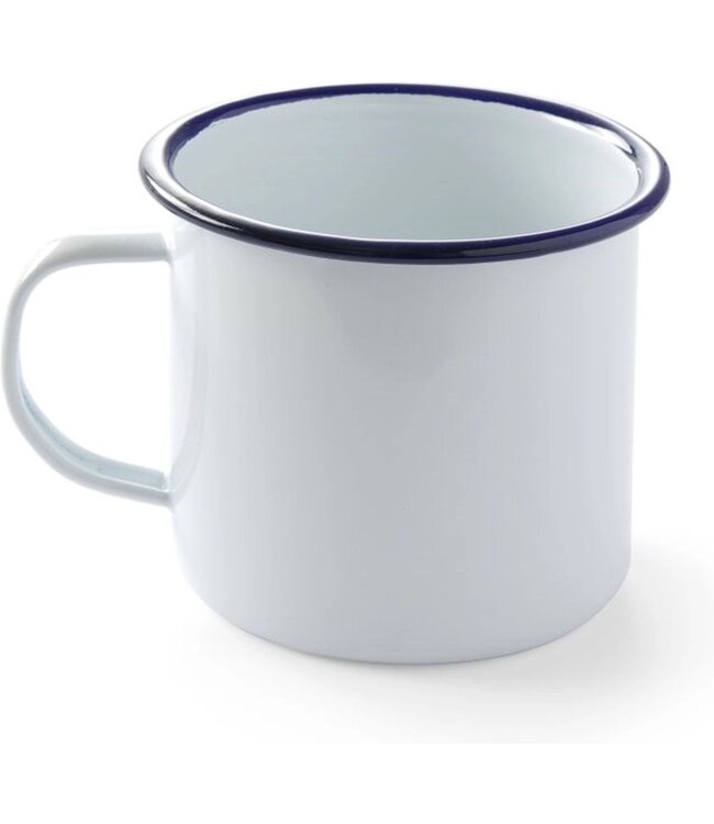 Eenmannenkado Stoere mok emaille wit - set van 2