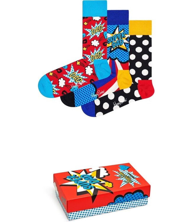 Happy Socks Super Dad Happy Socks gift set - 3 paar