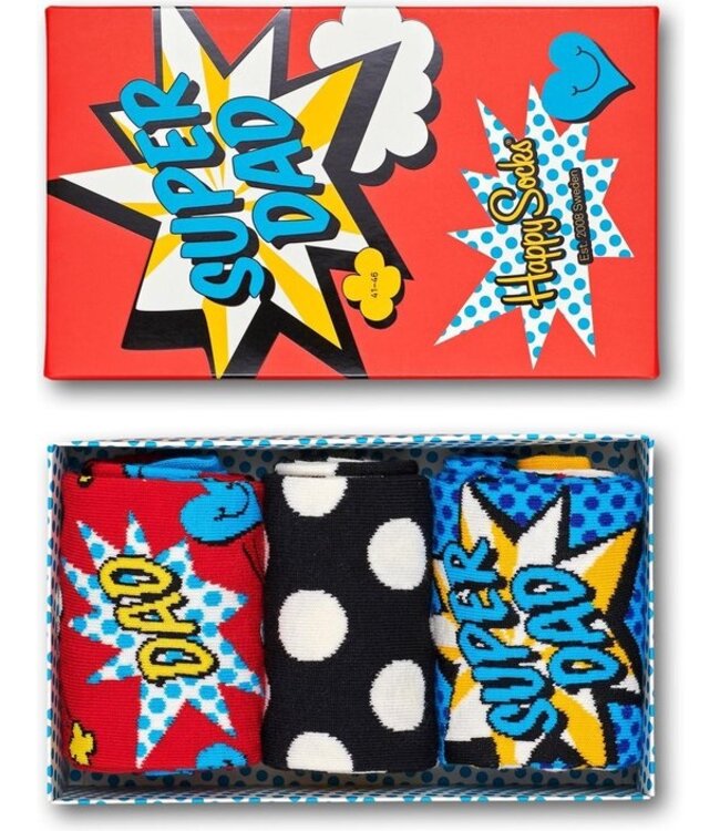 Happy Socks Super Dad Happy Socks gift set - 3 paar