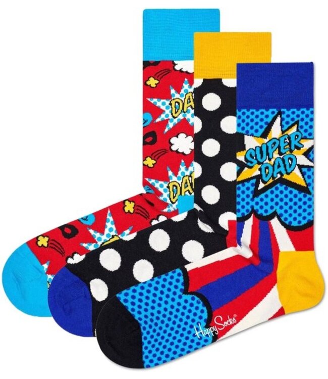 Happy Socks Super Dad Happy Socks gift set - 3 paar