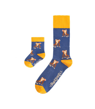 Popiejopies Matching sokken Brutale Apen | blauw - okergeel
