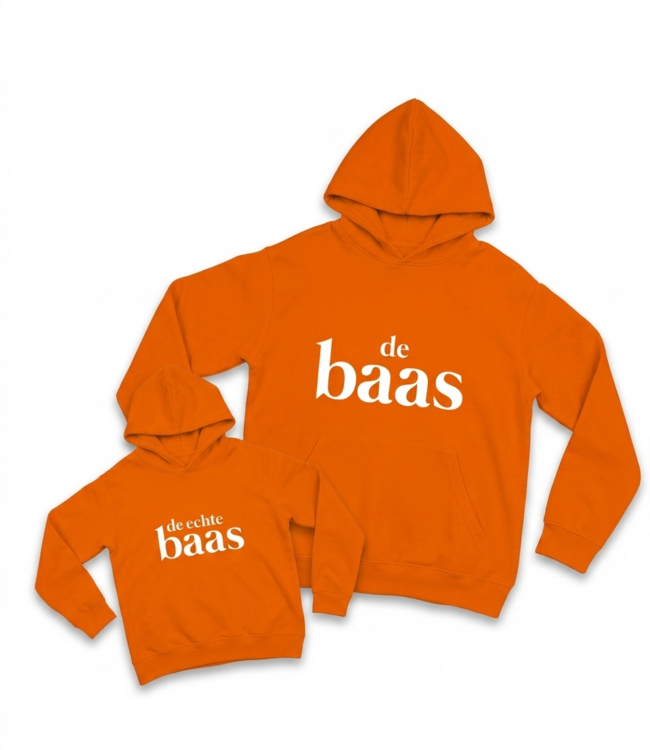 Eenmannenkado Matching hoodies Vader & Zoon/Dochter | Oranje De Echte Baas