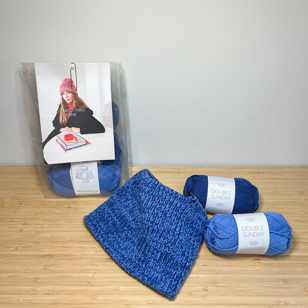 MUST-HAVE BEANIE BEIGE/ROOD
