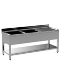 Sibero MEGA SALE! RVS | Spoelbak | 2 Spoelbakken | Links | Demontabel | 1600x700x850(h)mm | Spoeltafel Met 2 Spoelbakken | 160cm breed
