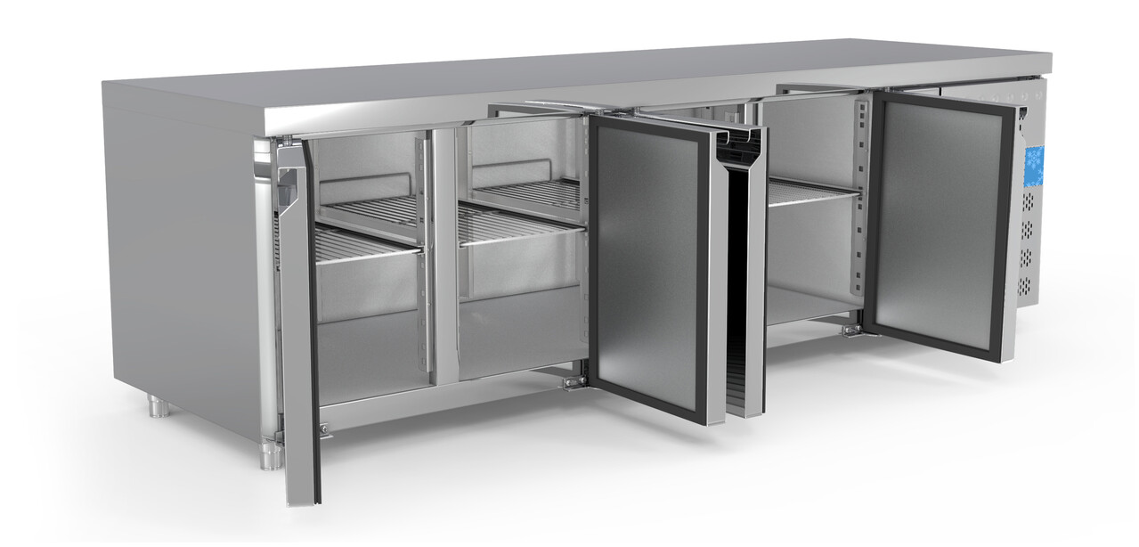 SIBERO Horeca Koelwerkbank | 4 Deurs | RVS | 616 Liter | Sibero | 2230x700x860(h)mm SIBERO Horeca Koelwerkbank | 4 Deurs | RVS | 616 Liter | Sibero | 2230x700x860(h)mm