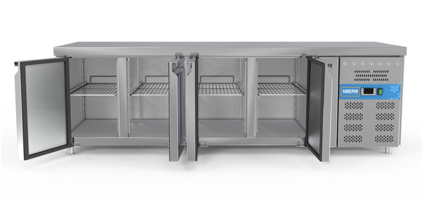 SIBERO Horeca Koelwerkbank | 4 Deurs | RVS | 616 Liter | Sibero | 2230x700x860(h)mm SIBERO Horeca Koelwerkbank | 4 Deurs | RVS | 616 Liter | Sibero | 2230x700x860(h)mm