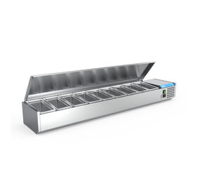 SIBERO RVS Opzetvitrine - Met RVS Top - GN 9X1/3 - 2000X395X440(h)mm SIBERO RVS Opzetvitrine - Met RVS Top - GN 9X1/3 - 2000X395X440(h)mm