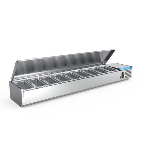 SIBERO RVS Opzetvitrine - Met RVS Top - GN 9X1/3 - 2000X395X440(h)mm SIBERO RVS Opzetvitrine - Met RVS Top - GN 9X1/3 - 2000X395X440(h)mm