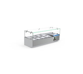 SIBERO RVS Opzetvitrine - Met Glazen Top - GN 3X1/3 & 1X1/2 - 1200X395X440(h)mm SIBERO RVS Opzetvitrine - Met Glazen Top - GN 3X1/3 & 1X1/2 - 1200X395X440(h)mm