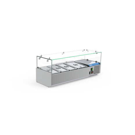SIBERO RVS Opzetvitrine - Met Glazen Top - GN 3X1/3 & 1X1/2 - 1200X395X440(h)mm SIBERO RVS Opzetvitrine - Met Glazen Top - GN 3X1/3 & 1X1/2 - 1200X395X440(h)mm