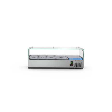SIBERO RVS Opzetvitrine - Met Glazen Top - GN 3X1/3 & 1X1/2 - 1200X395X440(h)mm SIBERO RVS Opzetvitrine - Met Glazen Top - GN 3X1/3 & 1X1/2 - 1200X395X440(h)mm