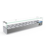 SIBERO RVS Opzetvitrine - Met Glazen Top - GN 9X1/3 - 2000X395X440(h)mm SIBERO RVS Opzetvitrine - Met Glazen Top - GN 9X1/3 - 2000X395X440(h)mm