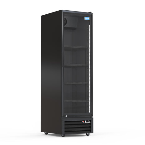 SIBERO Horeca Koelkast 360L – 1 Deurs – Geventileerde Koeling – Glasdeur – Zwart (Binnen & Buiten) – 540×560×1920 mm