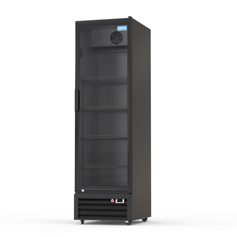 SIBERO Horeca Koelkast 360L – 1 Deurs – Geventileerde Koeling – Glasdeur – Zwart (Binnen & Buiten) – 540×560×1920 mm