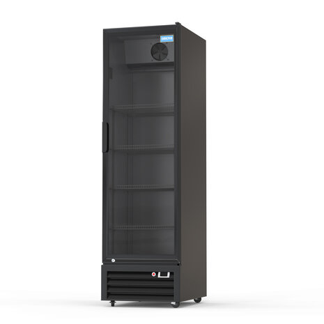 SIBERO Horeca Koelkast 360L – 1 Deurs – Geventileerde Koeling – Glasdeur – Zwart (Binnen & Buiten) – 540×560×1920 mm