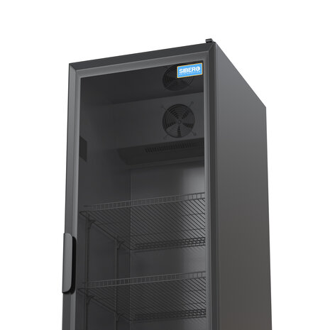 SIBERO Horeca Koelkast 360L – 1 Deurs – Geventileerde Koeling – Glasdeur – Zwart (Binnen & Buiten) – 540×560×1920 mm