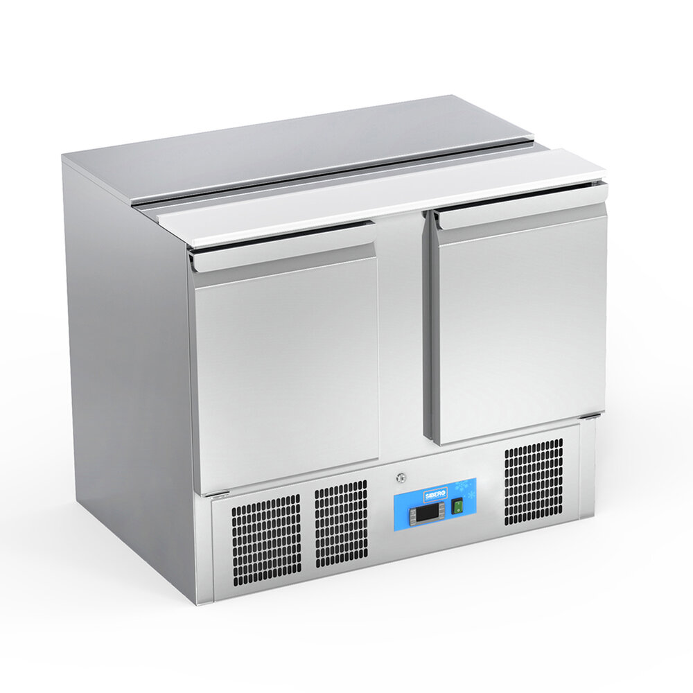 SIBERO RVS Saladette - 2 Deur - Met RVS Top - 302 Liter - XL Model - GN 3X1/1 - 1045X700X860(h)mm