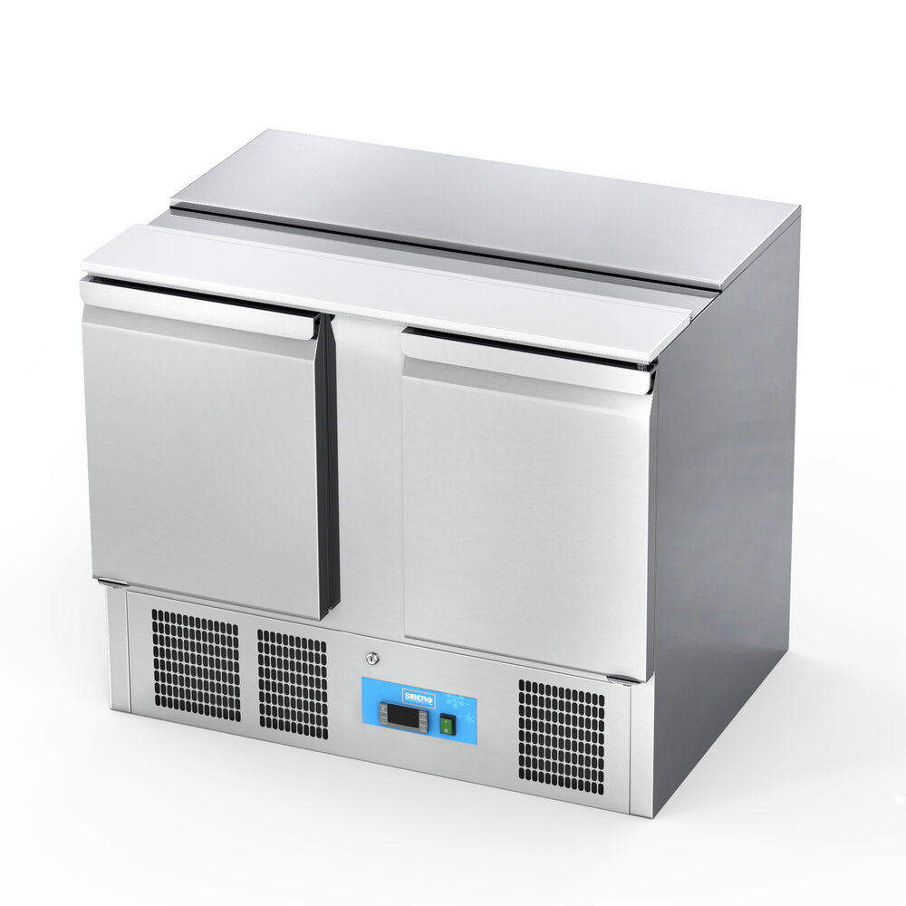 SIBERO RVS Saladette - 2 Deur - Met RVS Top - 302 Liter - XL Model - GN 3X1/1 - 1045X700X860(h)mm