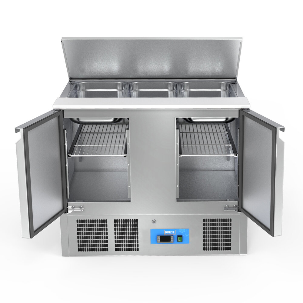 SIBERO RVS Saladette - 2 Deur - Met RVS Top - 302 Liter - XL Model - GN 3X1/1 - 1045X700X860(h)mm