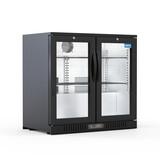 SIBERO 220L Bar Koelkast – Dubbele Glazen Klapdeuren – Zwart – Energiezuinige Horeca Drankkoeling